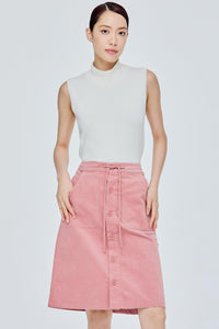 Front Patch Pocket Midi A-Line Skirt