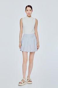 Oxford Pleated Mini Skirt