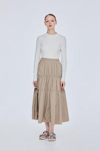 Scrunched Tiered Flare Skirt