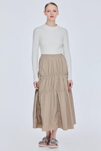 Scrunched Tiered Flare Skirt