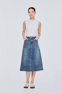 Slitted Denim Skirt