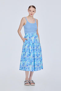 Gathered Tiered Midi Skirt