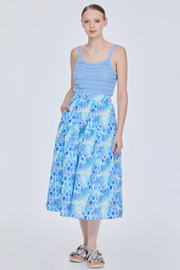 Gathered Tiered Midi Skirt