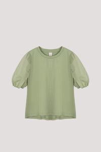 Contrast Puff Sleeve Top