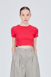 Basic Crew Neck Rib Crop Top