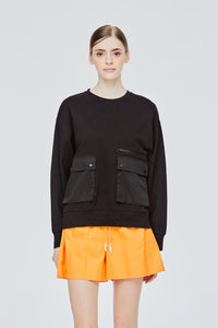 Oversized Long Sleeve Pocket Top
