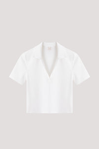 Rib Knit Collared Crop Top