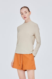 Crew High Neck Fit Ribbed Top