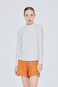 Crew High Neck Fit Ribbed Top
