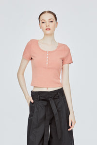 Scoop Neck Ribbed Knit Top