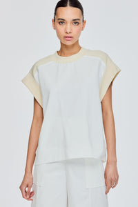 Contrast Fabric Sleeveless Top