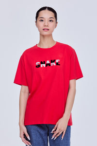 Sequined Graphic Patch Logo Tee