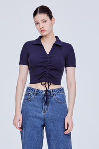 Collared Ruched Tee