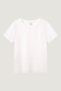 Broderie Crew Neck Tee