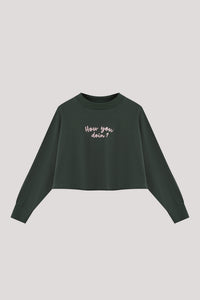 Embroidered High Neck Crop Top