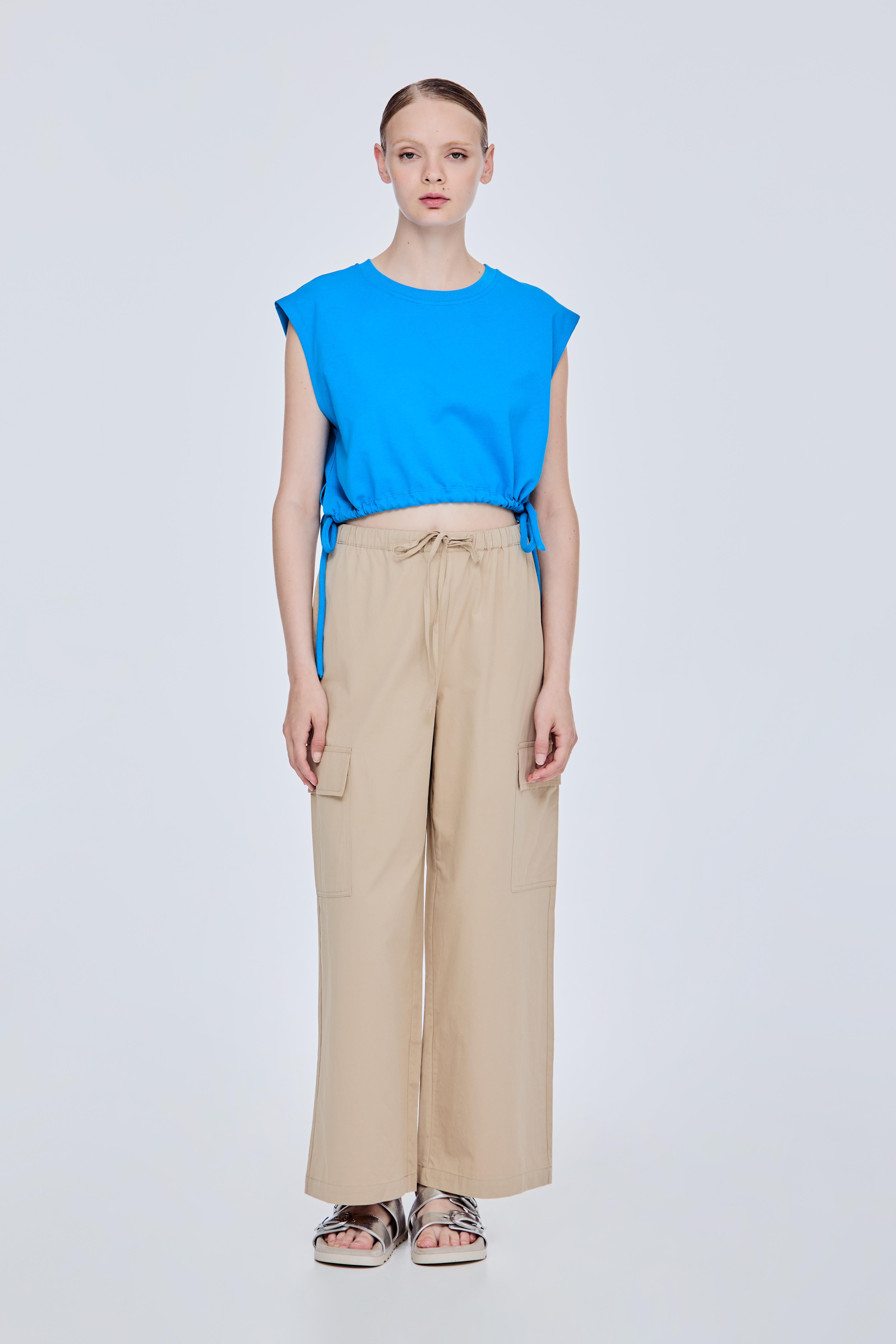 Drawstring Cropped Tee Top