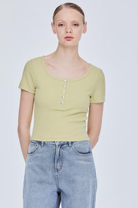 Scoop Neck Ribbed Knit Top