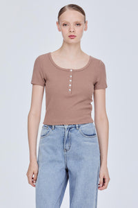 Scoop Neck Ribbed Knit Top