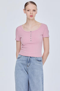 Scoop Neck Ribbed Knit Top