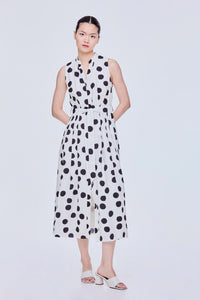 Collared V-Neck Printed Maxi Dress