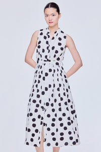 Collared V-Neck Printed Maxi Dress