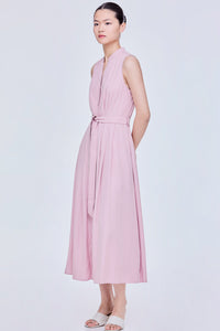 Collared V-Neck Sleeveless Maxi Dress