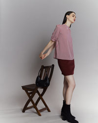 High Neck Printed Blouse