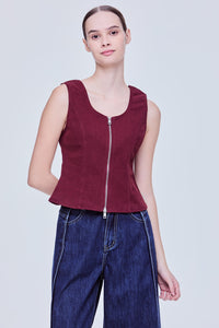 Sleeveless Zip Tank Top