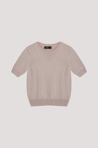 Lurex Puffed Sleeves Knit Top