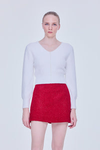 Fluffy Pearl Embellished Knit Top