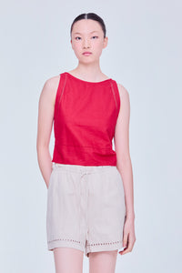 Embroidered Trim Halter Top