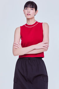 Contrast Knit Tank Top