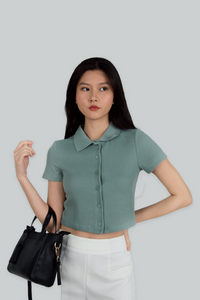 Button Down Waffle Top