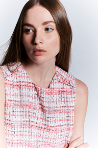Sleeveless A-line Tweed Dress