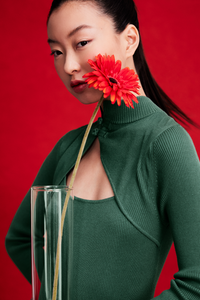 Cut Out Mandarin Knit Top