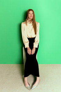 Shoulder Pleat Sheen Blouse