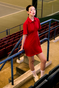 Gathered Waistline Mini Jersey Dress