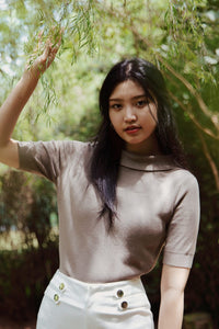 Boat Neck Knit Blouse