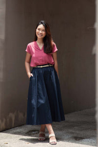 Surpliced Spread Collared Blouse
