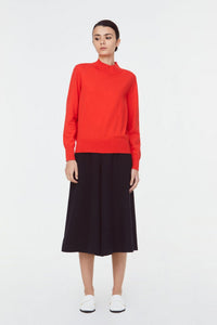 High Neck Ribbed Knit Blouse