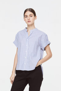 Mandarin Collar Button Down Blouse