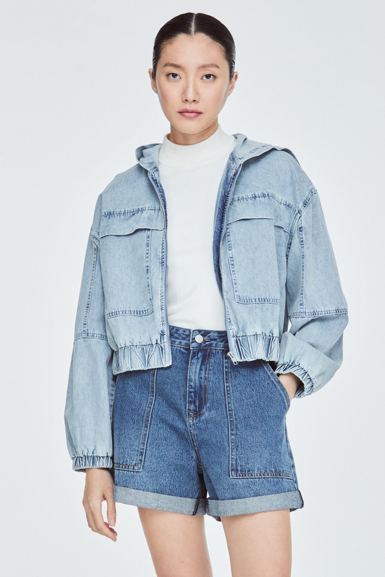 Zara hooded denim discount jacket