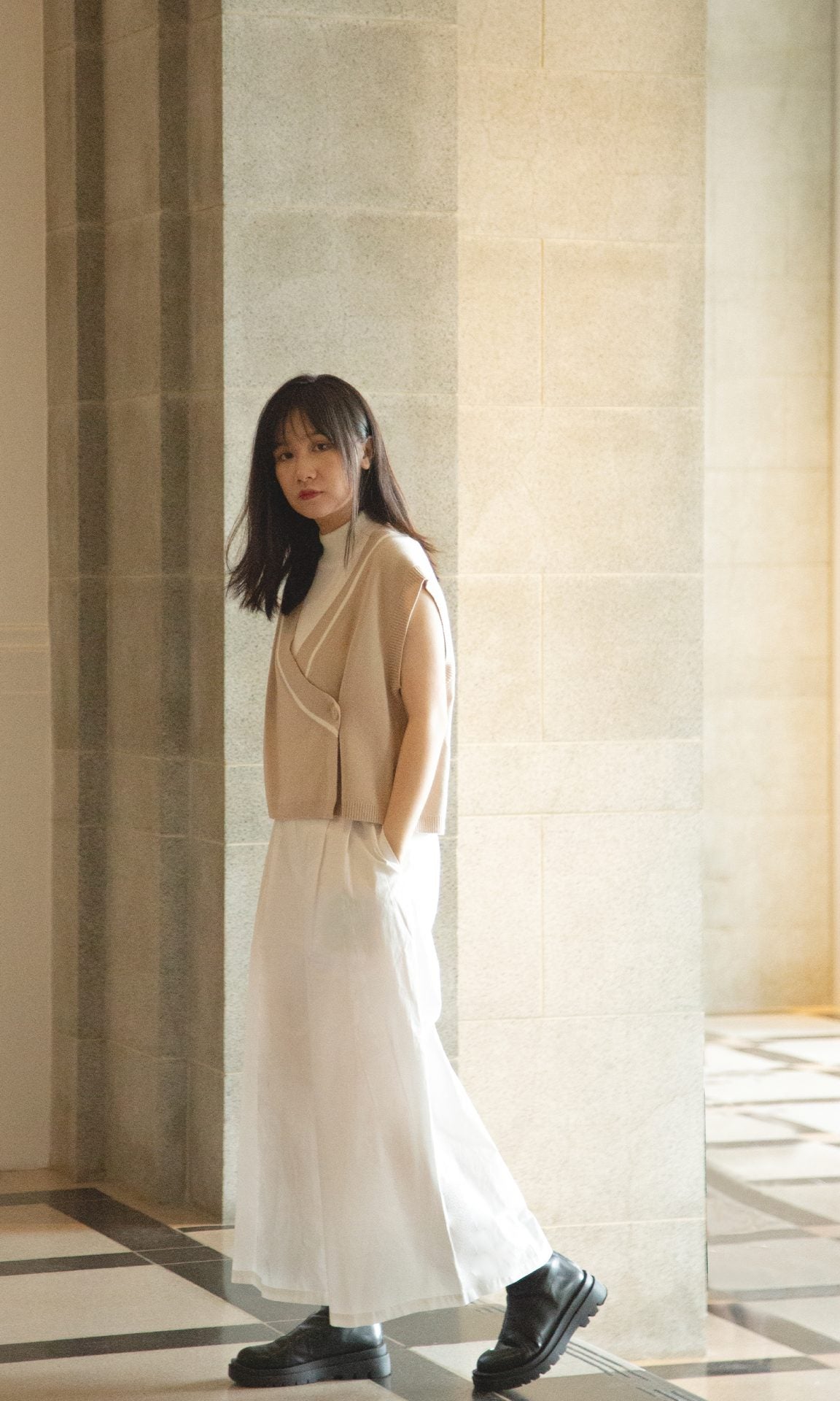 Flared Pleated Trousers