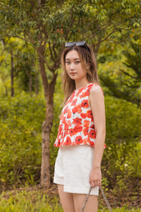 Printed Gather Panel Blouse