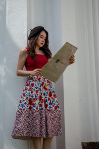 Contrast Print A-Line Skirt
