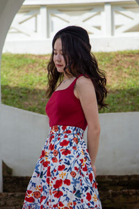 Contrast Print A-Line Skirt
