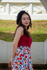 Contrast Print A-Line Skirt