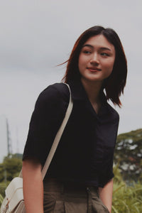 Cropped Lapel Blouse