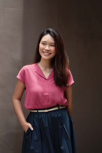 Surpliced Spread Collared Blouse