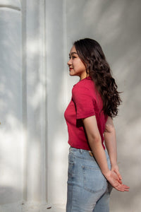 Collared V-Neck Knit Tee